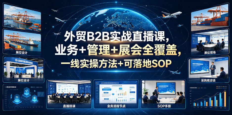 外贸B2B实战直播课,业务+管理+展会全覆盖,一线实操方法+可落地SOP-低成本创业项目大全|短视频带货+AI副业变现|知行创业网