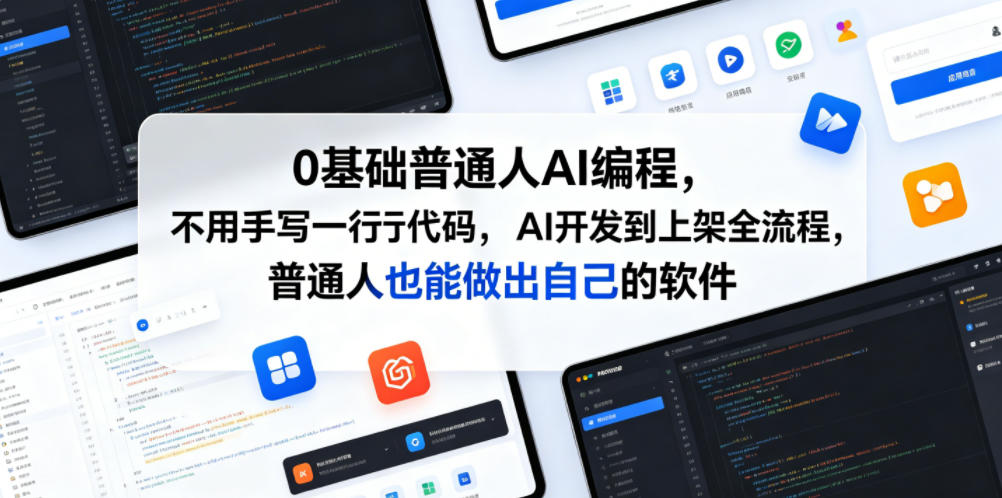 0基础普通人AI编程,不用手写一行代码,AI开发到上架全流程,普通人也能做出自己的软件-低成本创业项目大全|短视频带货+AI副业变现|知行创业网