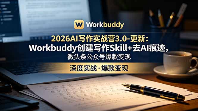 （18995期）2026AI写作实战营3.0-更新：Workbuddy创建写作Skill+去AI痕迹，微头条公众号爆款变现-低成本创业项目大全｜短视频带货+AI副业变现｜知行创业网