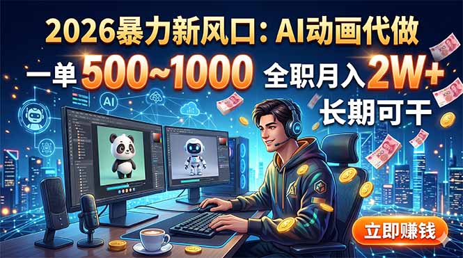 (18993期)2026暴力新风口:AI动画代做,一单500~1000,全职月入2W+,长期可干-低成本创业项目大全|短视频带货+AI副业变现|知行创业网