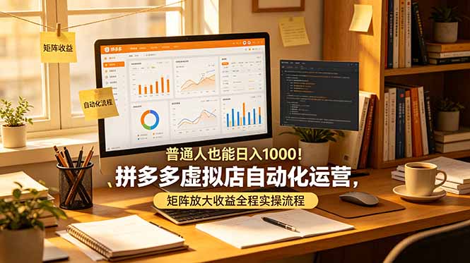 （19022期）普通人也能日入 1000！拼多多虚拟店自动化运营，矩阵放大收益全程实操流程-低成本创业项目大全｜短视频带货+AI副业变现｜知行创业网