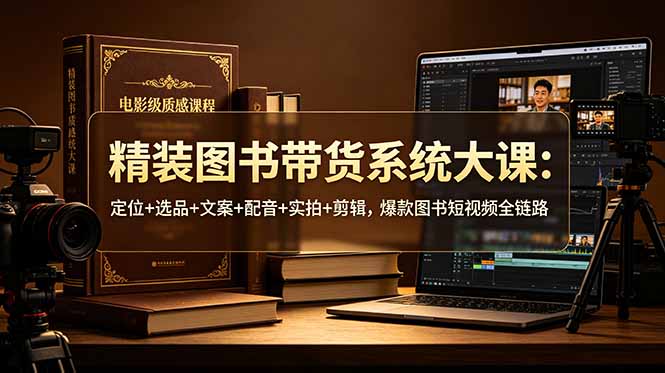 (19007期)精装图书带货系统大课:定位+选品+文案+配音+实拍+剪辑,爆款图书短视频全链路-低成本创业项目大全|短视频带货+AI副业变现|知行创业网