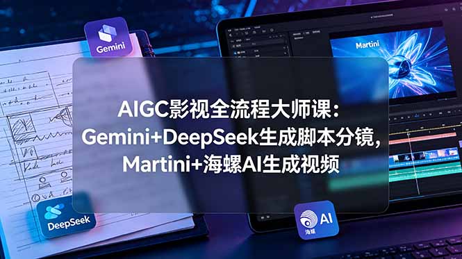 （19008期）AIGC影视全流程大师课：Gemini+DeepSeek生成脚本分镜，Martini+海螺AI生成视频-低成本创业项目大全｜短视频带货+AI副业变现｜知行创业网