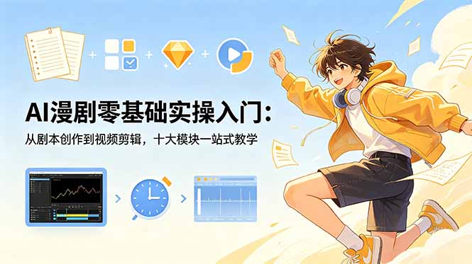 （18812期）AI漫剧零基础实操入门：从剧本创作到视频剪辑，十大模块一站式教学-低成本创业项目大全｜短视频带货+AI副业变现｜知行创业网