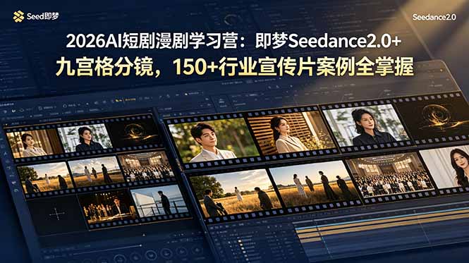 （19055期）2026AI短剧漫剧学习营：即梦Seedance2.0+九宫格分镜，150+行业宣传片案例全掌握-低成本创业项目大全｜短视频带货+AI副业变现｜知行创业网