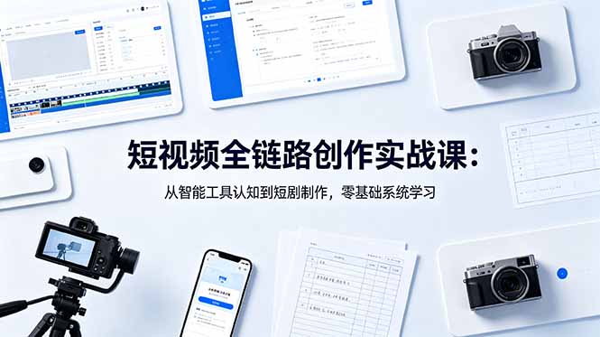 （18683期）短视频全链路创作实战课：从智能工具认知到短剧制作，零基础系统学习-低成本创业项目大全｜短视频带货+AI副业变现｜知行创业网
