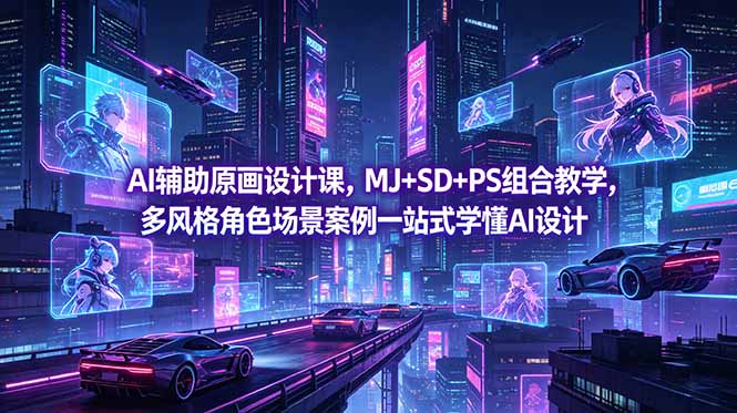 （18731期）AI辅助原画设计课，MJ+SD+PS组合教学，多风格角色场景案例一站式学懂AI设计-低成本创业项目大全｜短视频带货+AI副业变现｜知行创业网