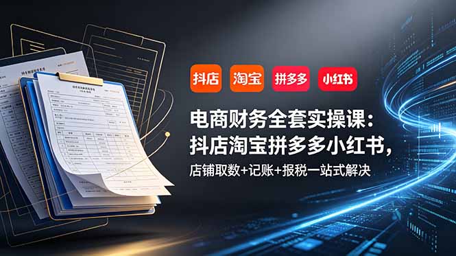（19001期）电商财务全套实操课：抖店淘宝拼多多小红书，店铺取数+记账+报税一站式解决-低成本创业项目大全｜短视频带货+AI副业变现｜知行创业网