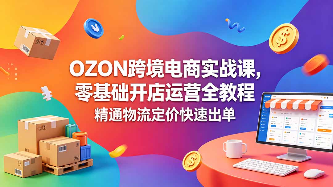 （18746期）OZON 跨境电商实战课，零基础开店运营全教程，精通物流定价快速出单-低成本创业项目大全｜短视频带货+AI副业变现｜知行创业网
