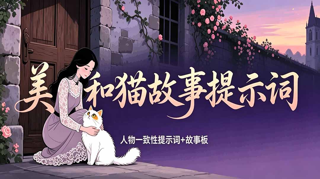(18909期)美女和猫故事提示词,人物一致性提示词+故事板-低成本创业项目大全|短视频带货+AI副业变现|知行创业网