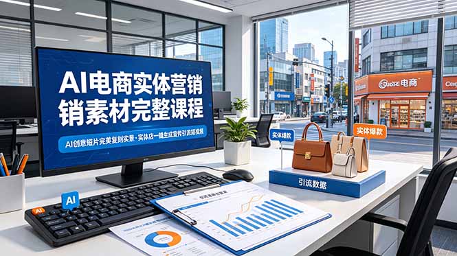 （19076期）AI电商实体营销素材完整课程，AI创意短片完美复刻实景，实体店一键生成宣传引流短视频-低成本创业项目大全｜短视频带货+AI副业变现｜知行创业网