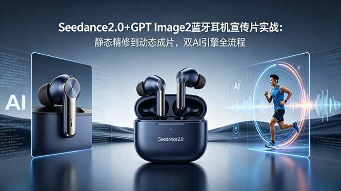 （18730期）Seedance2.0+GPT Image2蓝牙耳机宣传片实战：静态精修到动态成片，双AI引擎全流程-低成本创业项目大全｜短视频带货+AI副业变现｜知行创业网
