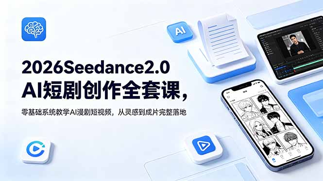 （18958期）2026Seedance2.0AI短剧创作全套课，零基础系统教学AI漫剧短视频，从灵感到成片完整落地-低成本创业项目大全｜短视频带货+AI副业变现｜知行创业网