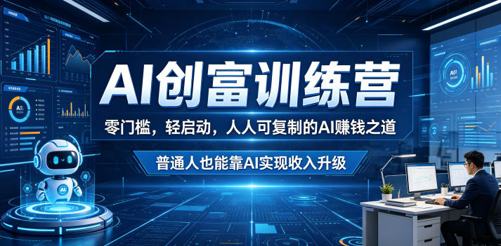 AI创富训练营，零门槛，轻启动，人人可复制的AI賺钱之道，普通人也能靠AI实现收入升级-低成本创业项目大全｜短视频带货+AI副业变现｜知行创业网