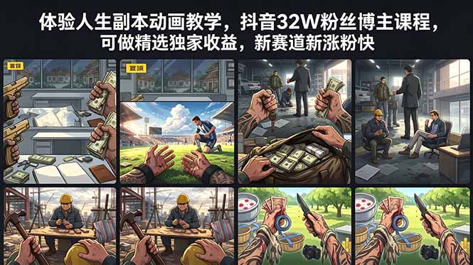 (18826期)体验人生副本动画教学, 抖音32W粉丝博主课程,可做精选独家收益,新赛道新涨粉快-低成本创业项目大全|短视频带货+AI副业变现|知行创业网