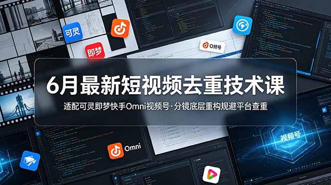 (19031期)6月最新短视频去重技术课,适配可灵即梦快手Omni视频号,分镜底层重构规避平台查重-低成本创业项目大全|短视频带货+AI副业变现|知行创业网