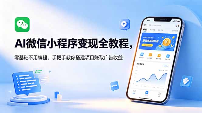 （18773期）AI微信小程序变现全教程，零基础不用编程，手把手教你搭建项目赚取广告收益-低成本创业项目大全｜短视频带货+AI副业变现｜知行创业网