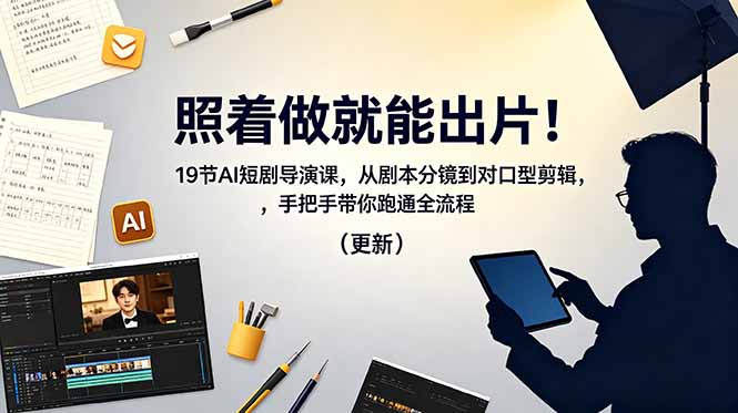 (18694期)照着做就能出片!19节AI短剧导演课,从剧本分镜到对口型剪辑,手把手带你跑通全流程(更新)-低成本创业项目大全|短视频带货+AI副业变现|知行创业网