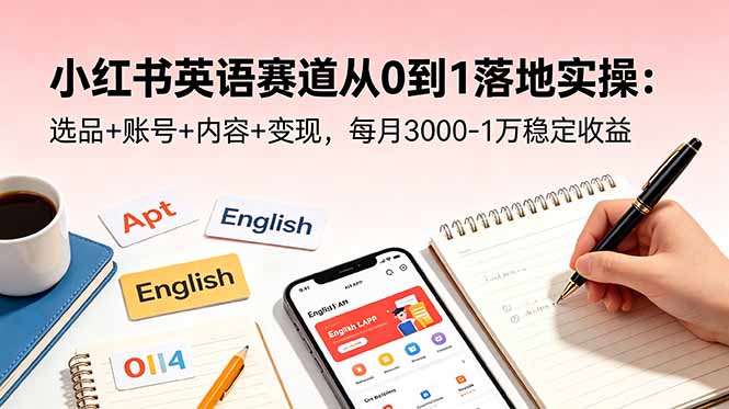 (18771期)小红书英语赛道从0到1落地实操:选品+账号+内容+变现,每月3000-1万稳定收益-低成本创业项目大全|短视频带货+AI副业变现|知行创业网