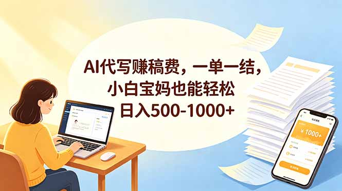 (18772期)AI代写赚稿费,一单一结,小白宝妈也能轻松日入500-1000+-低成本创业项目大全|短视频带货+AI副业变现|知行创业网
