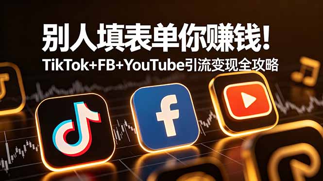 （19018期）别人填表单你赚钱！TikTok+FB+YouTube 引流变现全攻略【原创双语字幕】-低成本创业项目大全｜短视频带货+AI副业变现｜知行创业网