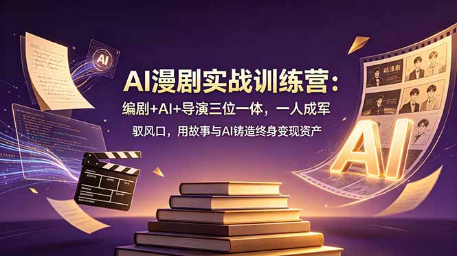 (19032期)AI漫剧实战训练营:编剧+AI+导演三位一体,一人成军 驭风口,用故事与AI铸造终身变现资产-低成本创业项目大全|短视频带货+AI副业变现|知行创业网
