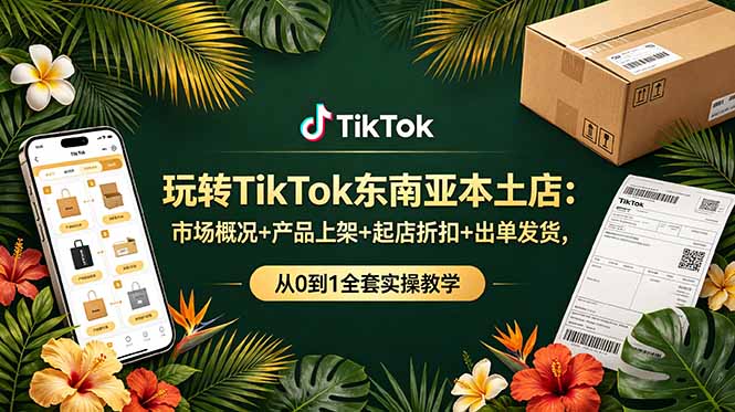 （19045期）玩转TikTok东南亚本土店：市场概况+产品上架+起店折扣+出单发货，从0到1全套实操教学-低成本创业项目大全｜短视频带货+AI副业变现｜知行创业网