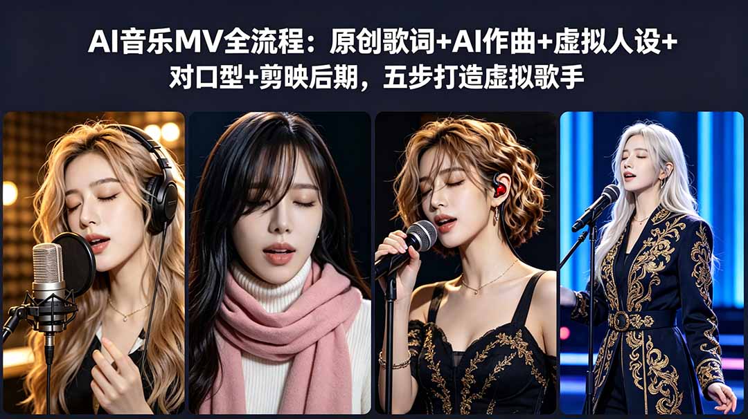 （18710期）AI音乐MV全流程：原创歌词+AI作曲+虚拟人设+对口型+剪映后期，五步打造虚拟歌手-低成本创业项目大全｜短视频带货+AI副业变现｜知行创业网