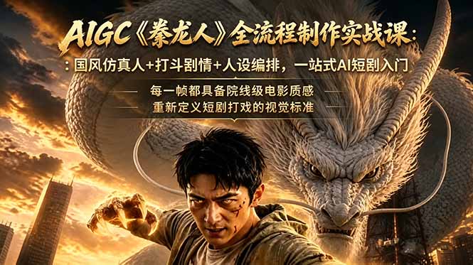 （18849期）AIGC《豢龙人》全流程制作实战课：国风仿真人+打斗剧情+人设编排，一站式AI短剧入门-低成本创业项目大全｜短视频带货+AI副业变现｜知行创业网