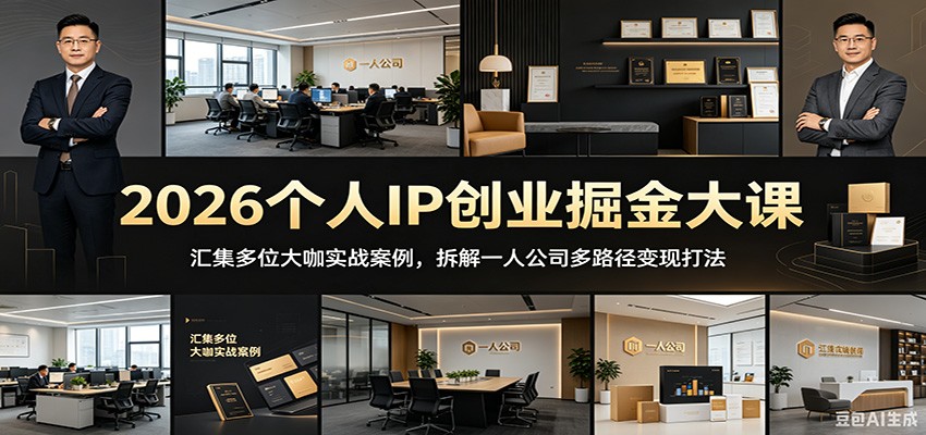 2026个人IP创业掘金大课：汇集多位大咖实战案例，拆解一人公司多路径变现打法-低成本创业项目大全｜短视频带货+AI副业变现｜知行创业网