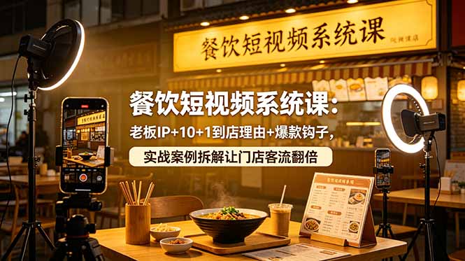 (18712期)餐饮短视频系统课:老板IP+10+1到店理由+爆款钩子,实战案例拆解让门店客流翻倍-低成本创业项目大全|短视频带货+AI副业变现|知行创业网