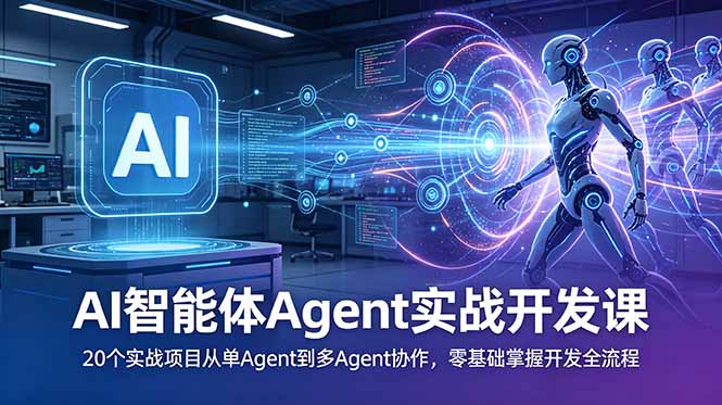 （18983期）AI智能体Agent实战开发课：20个实战项目从单Agent到多Agent协作，零基础掌握开发全流程-低成本创业项目大全｜短视频带货+AI副业变现｜知行创业网