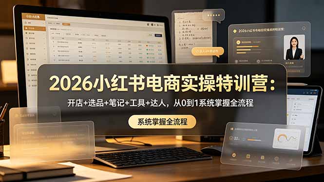 （18978期）2026小红书电商实操特训营：开店+选品+笔记+工具+达人，从0到1系统掌握全流程-低成本创业项目大全｜短视频带货+AI副业变现｜知行创业网