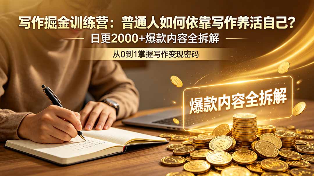 (18901期)写作掘金训练营:普通人如何依靠写作养活自己?日更2000+爆款内容全拆解-低成本创业项目大全|短视频带货+AI副业变现|知行创业网