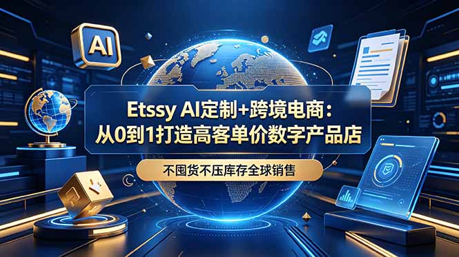 （18974期）Etsy AI定制+跨境电商：从0到1打造高客单价数字产品店，不囤货不压库存全球销售-低成本创业项目大全｜短视频带货+AI副业变现｜知行创业网