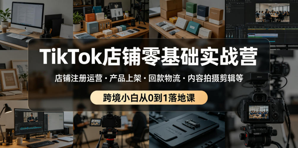 TikTok店铺零基础实战营,店铺注册运营・产品上架・回款物流・内容拍摄剪辑等 ,跨境小白从0到1落地课-低成本创业项目大全|短视频带货+AI副业变现|知行创业网