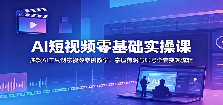 AI短视频零基础实操课：多款AI工具创意视频案例教学，掌握剪辑与账号全套变现流程-低成本创业项目大全｜短视频带货+AI副业变现｜知行创业网
