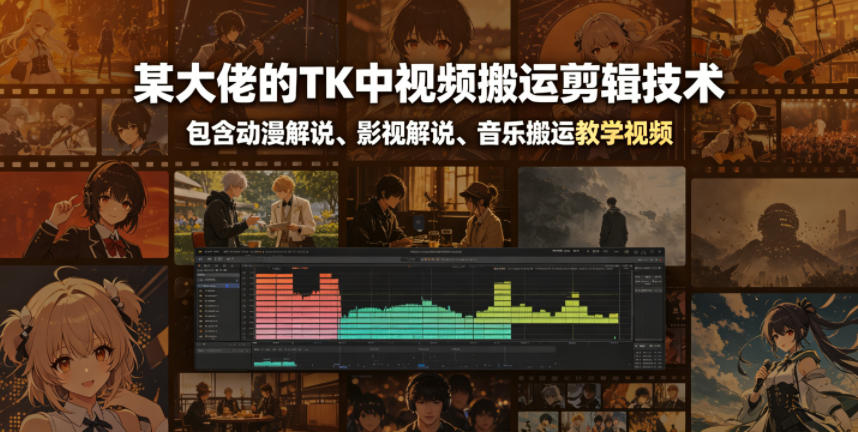 某大佬的TK中视频搬运剪辑技术，包含动漫解说、影视解说、音乐搬运教学视频-低成本创业项目大全｜短视频带货+AI副业变现｜知行创业网
