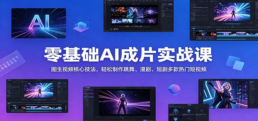 零基础AI成片实战课：图生视频核心技法，轻松制作跳舞、漫剧、短剧多款热门短视频-低成本创业项目大全｜短视频带货+AI副业变现｜知行创业网