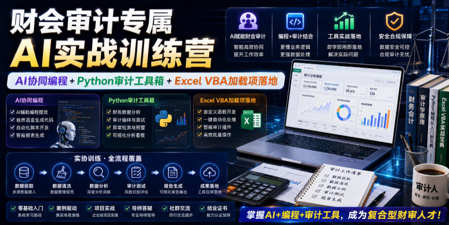 财会审计专属AI实战训练营|AI协同编程+Python审计工具箱+Excel VBA加载项落地-低成本创业项目大全|短视频带货+AI副业变现|知行创业网