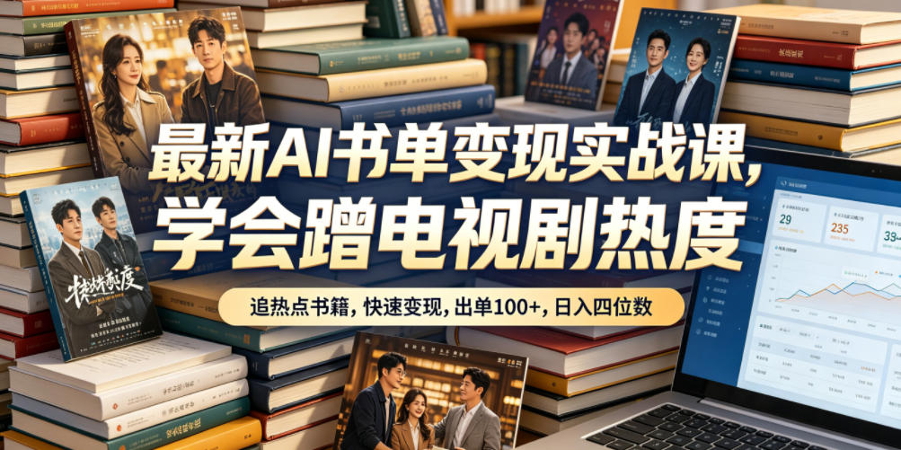 最新AI书单变现实战课，学会蹭电视剧热度，追热点书籍，快速变现，出单100+，日入四位数-低成本创业项目大全｜短视频带货+AI副业变现｜知行创业网