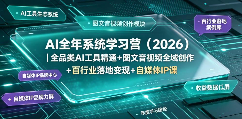 AI全年系统学习营（2026）｜全品类AI工具精通+图文音视频全域创作+百行业落地变现+自媒体IP打造年度进阶大课-低成本创业项目大全｜短视频带货+AI副业变现｜知行创业网