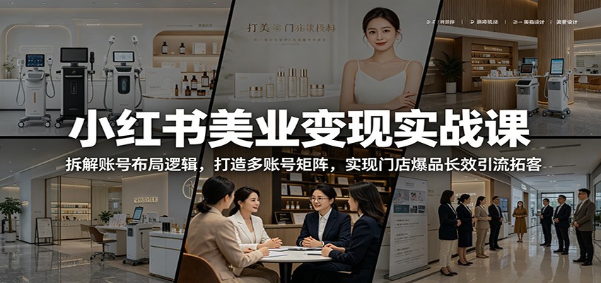 小红书美业变现实战课：拆解账号布局逻辑，打造多账号矩阵，实现门店爆品长效引流拓客-低成本创业项目大全｜短视频带货+AI副业变现｜知行创业网