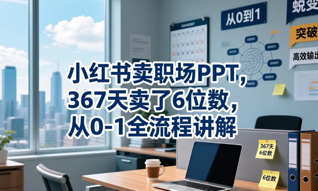小红书卖职场PPT,367天卖了6位数,从0-1全流程讲解-低成本创业项目大全|短视频带货+AI副业变现|知行创业网