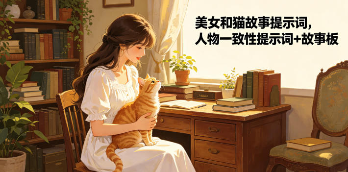 美女和猫故事提示词，人物一致性提示词+故事板-低成本创业项目大全｜短视频带货+AI副业变现｜知行创业网