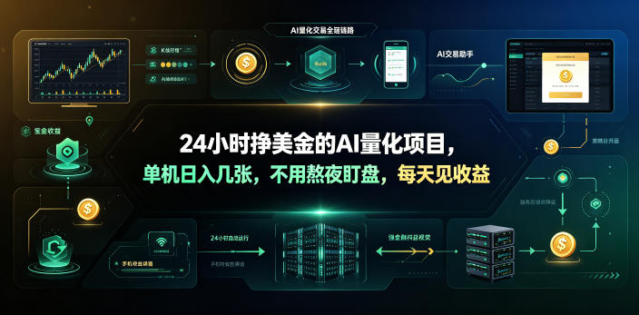 24小时挣美金的AI量化项目，单机日入几十美刀，不用熬夜盯盘，每天见收益【揭秘】-低成本创业项目大全｜短视频带货+AI副业变现｜知行创业网