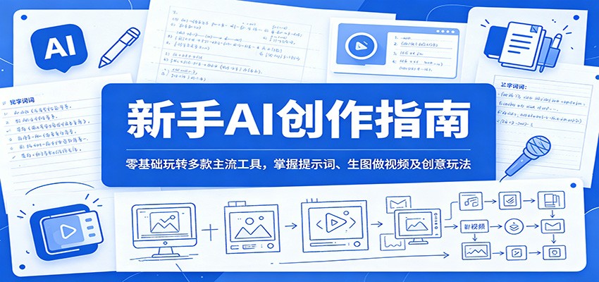 新手AI创作指南：零基础玩转多款主流工具，掌握提示词、生图做视频及创意玩法-低成本创业项目大全｜短视频带货+AI副业变现｜知行创业网