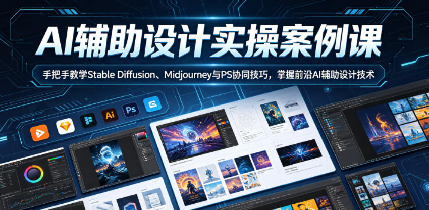 AI辅助设计实操案例课，手把手教学Stable Diffusion、Midjourney与PS协同技巧，掌握前沿AI辅助设计技术-低成本创业项目大全｜短视频带货+AI副业变现｜知行创业网