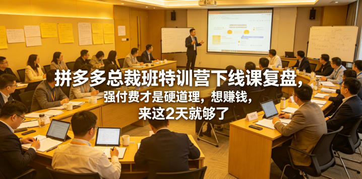 拼多多总裁班特训营下线课复盘，强付费才是硬道理，想賺钱，来这2天就够了-低成本创业项目大全｜短视频带货+AI副业变现｜知行创业网