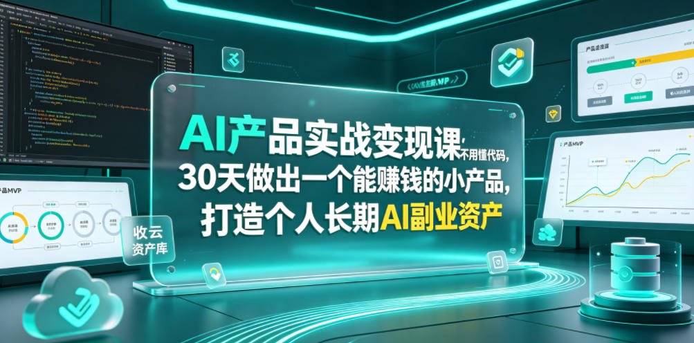 AI产品实战变现课，不用懂代码，30天做出一个能賺钱的小产品，打造个人长期AI副业资产（更新）-低成本创业项目大全｜短视频带货+AI副业变现｜知行创业网